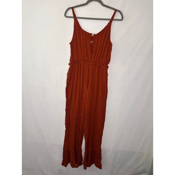Patrons of Peace Jumpsuit Rust Brown Boho Flare Leg Cutout Hippie Granola Girl M - Picture 6 of 7